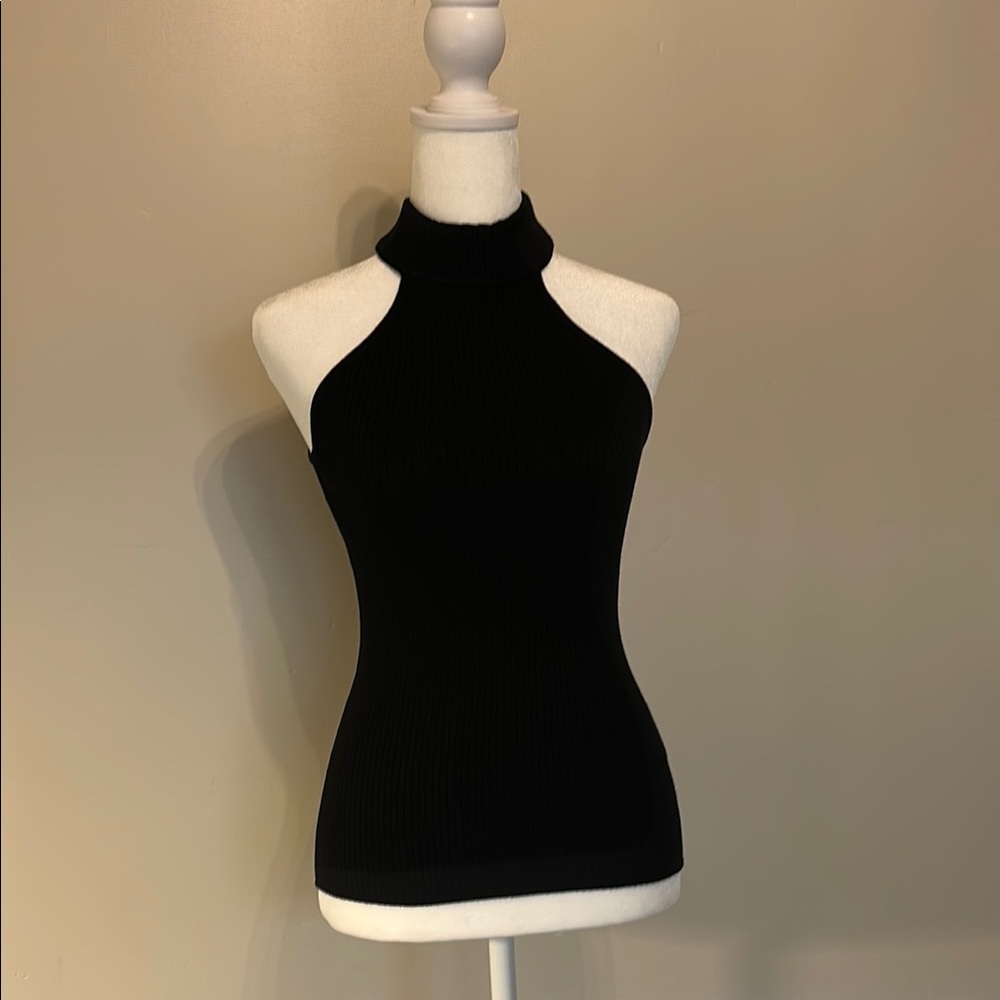 Guess Black Fitted Cut Out Sleeveless Sweater
